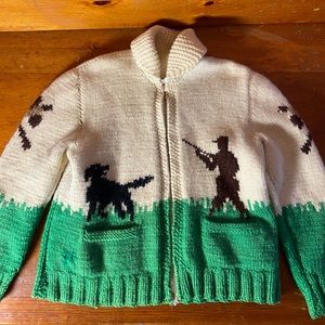 Thick wool hand knit hunting cardigan